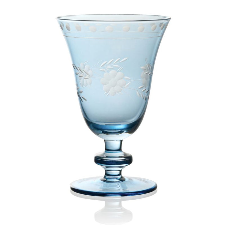 Blue Victorian Etched Glassware