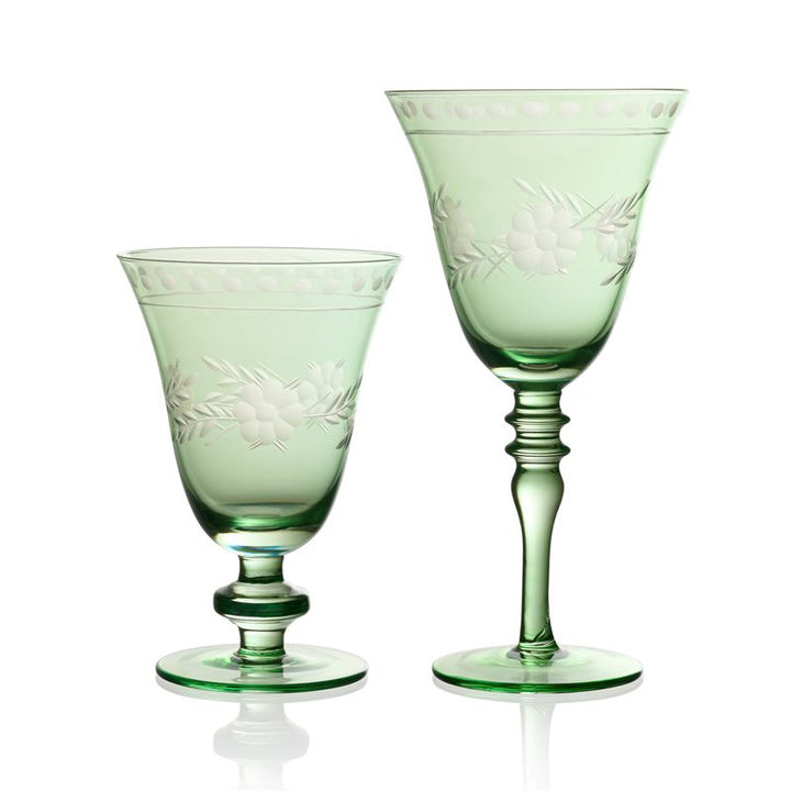 Green Victorian Etched Glassware