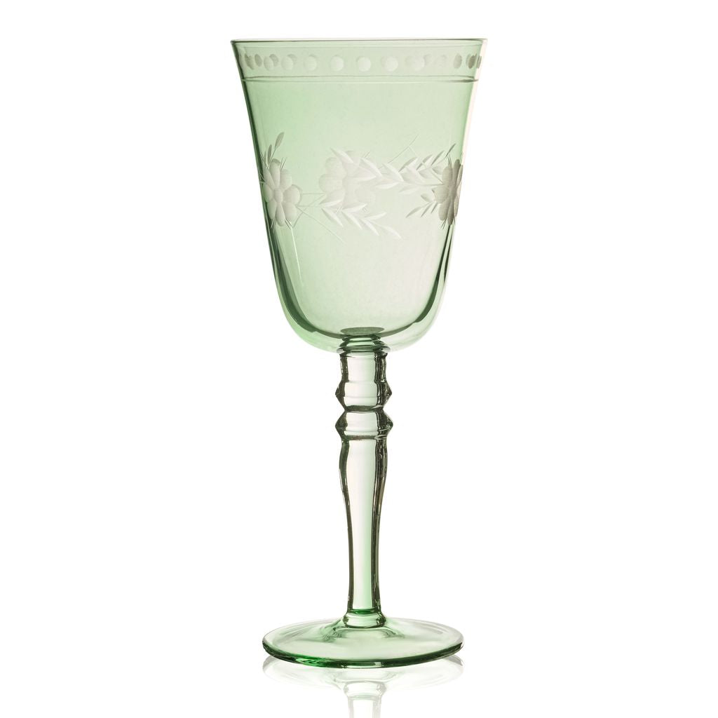 Green Victorian Etched Glassware