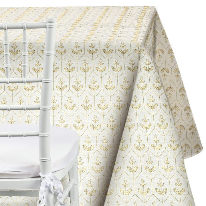 Gold Floral Embroidered