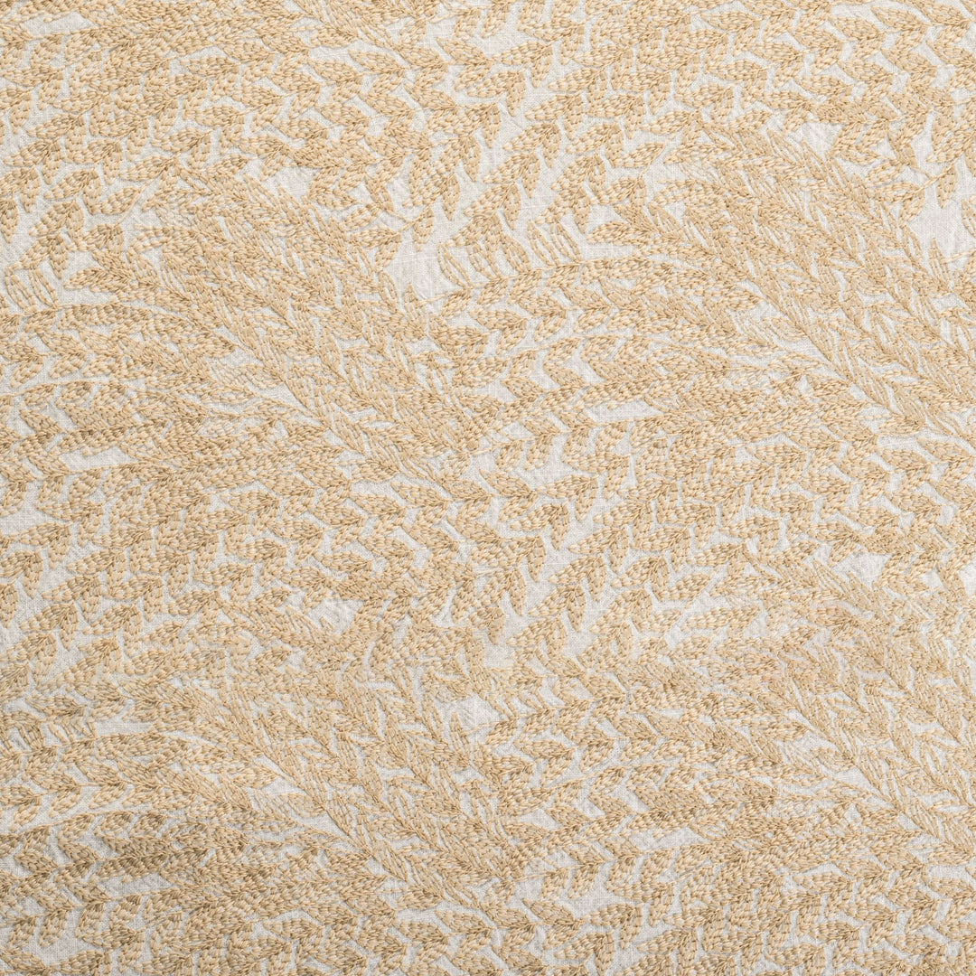 Taupe Embroidered Leaves