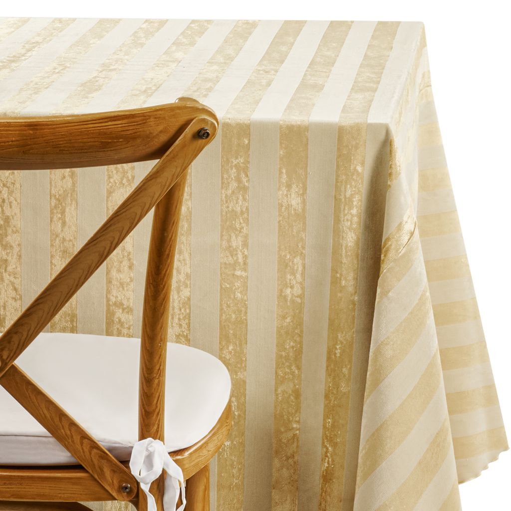 Gold and Ivory Velvet Stripe