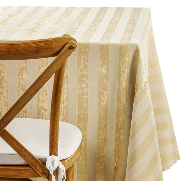 Gold and Ivory Velvet Stripe