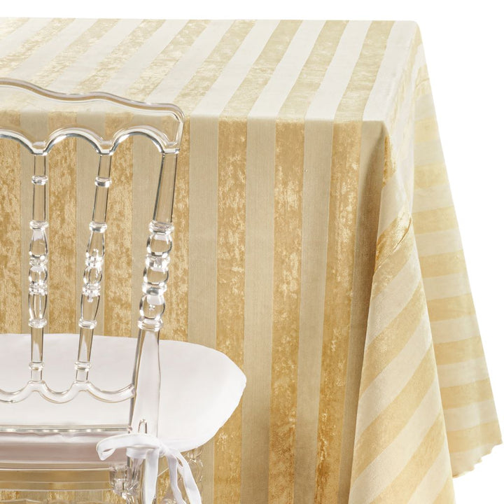 Gold and Ivory Velvet Stripe