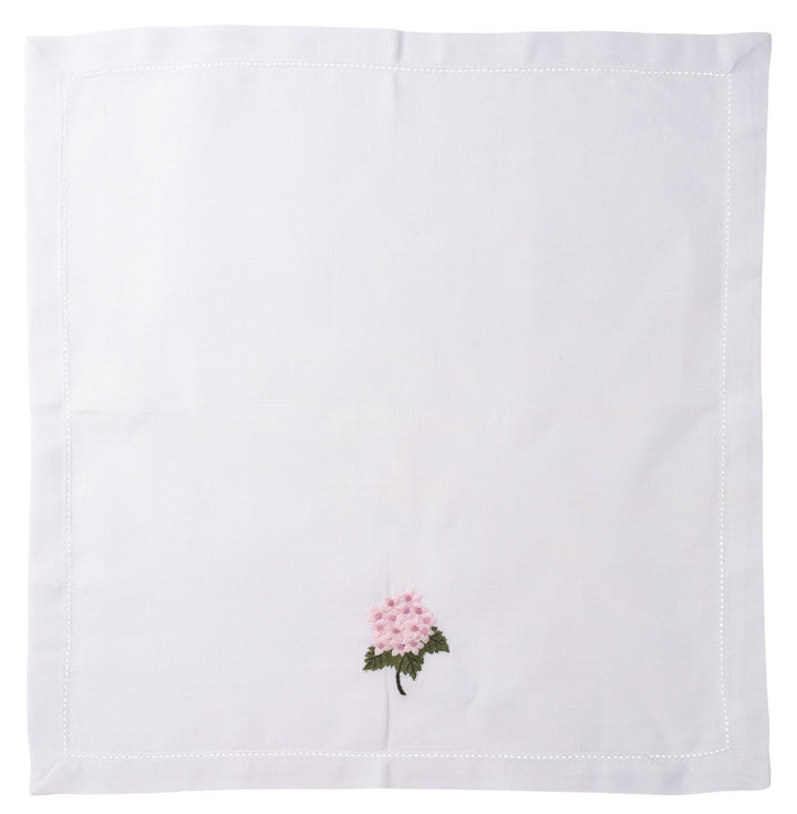 Pink Embroidered Hydrangea Napkin