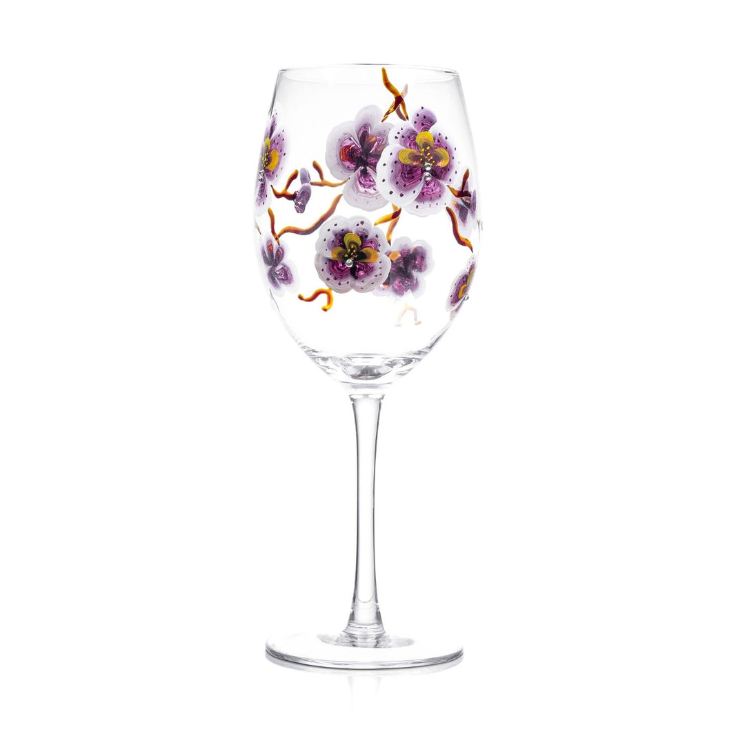 Handpainted Purple Floral Glassware