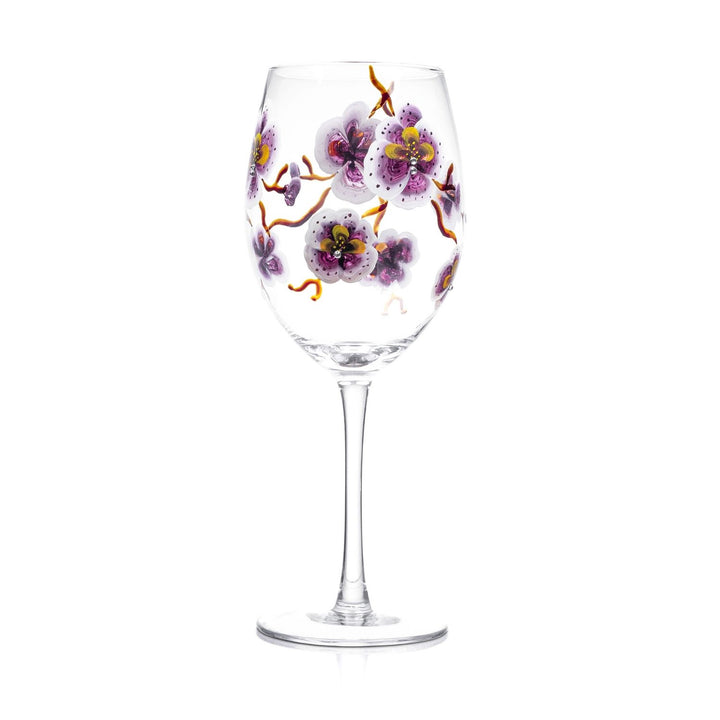 Handpainted Purple Floral Glassware