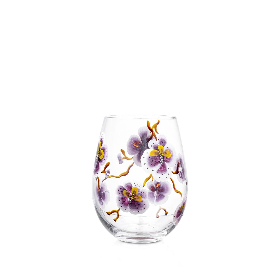 Handpainted Purple Floral Glassware