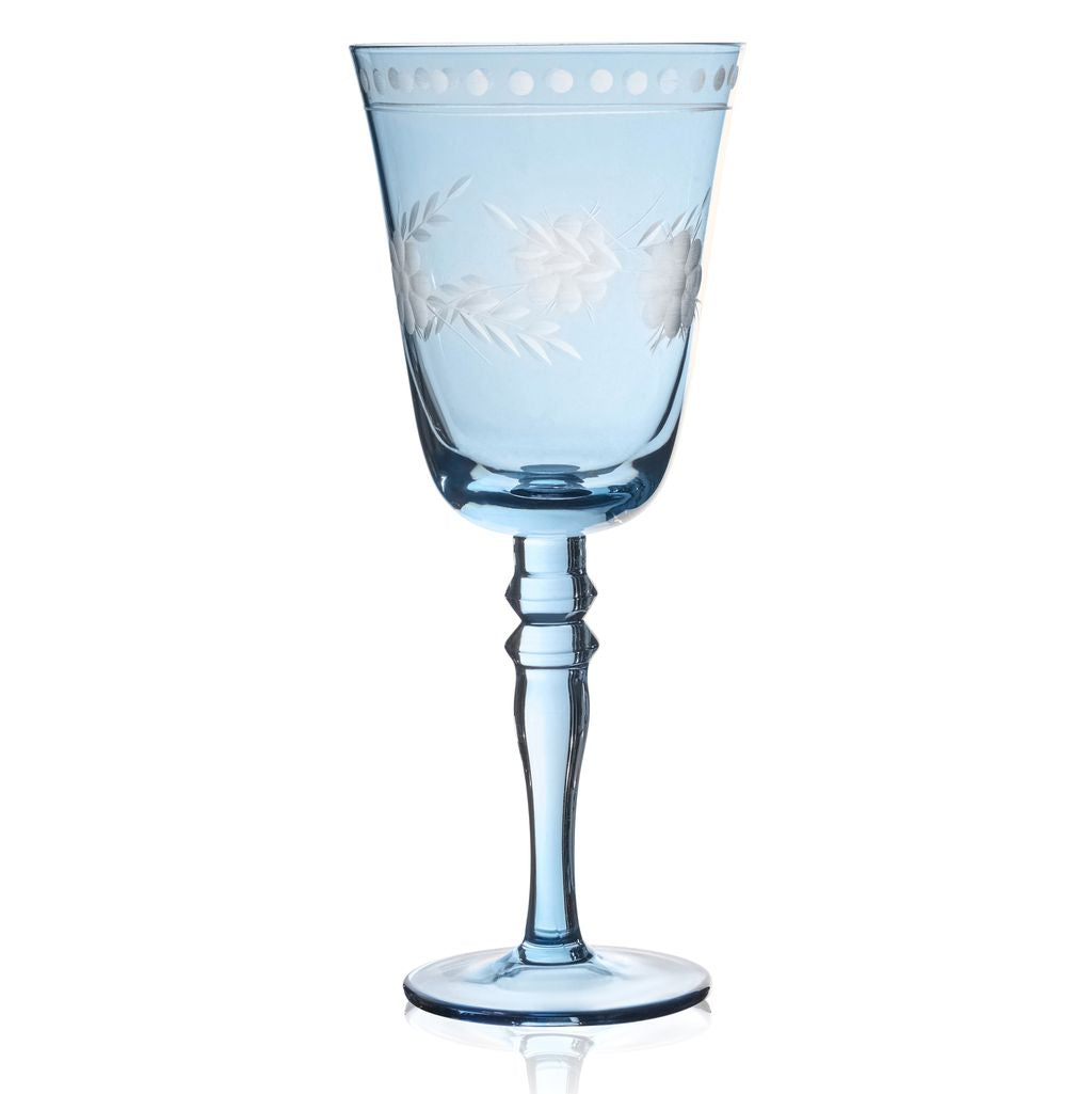 Blue Victorian Etched Glassware