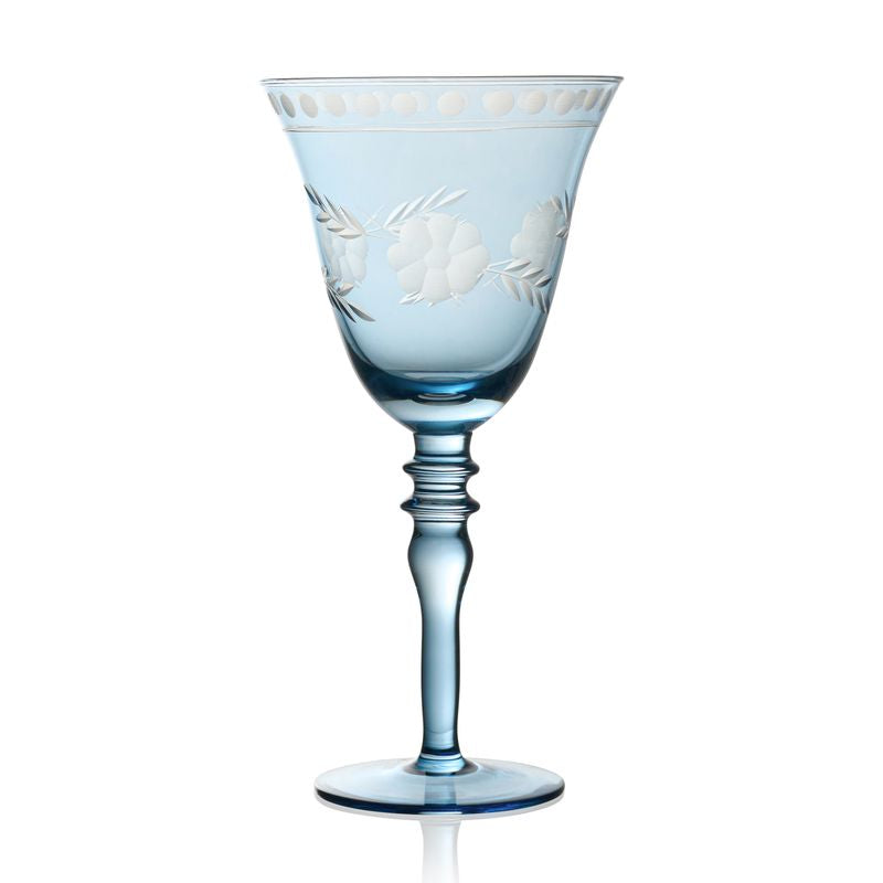 Blue Victorian Etched Glassware