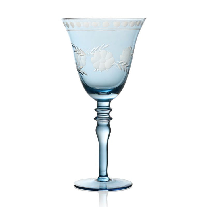 Blue Victorian Etched Glassware