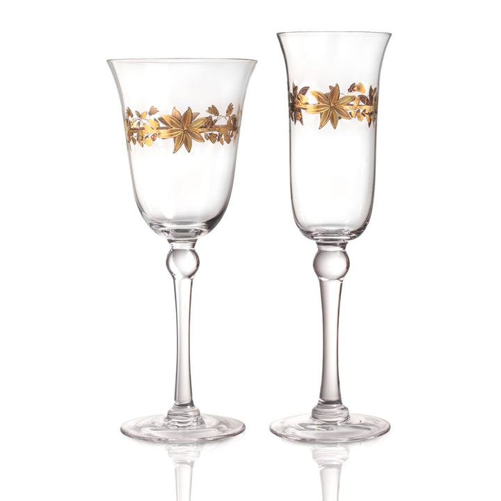 Gold Flower Band Glassware