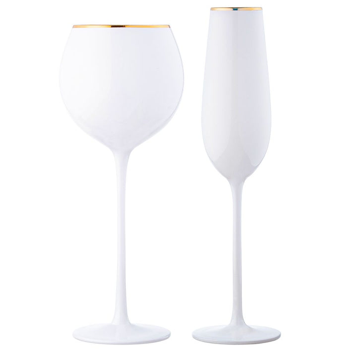 White Glassware Gold Rim